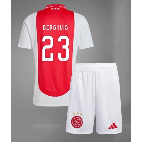 Otroški Nogometni dresi Ajax Steven Berghuis #23 Domači 2024-25 Kratek Rokav (+ Kratke hlače)